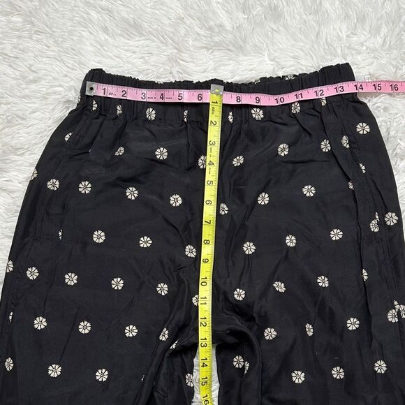 Madewell Black SilK Pants with White Floral Pattern Size Small - Picture 6 of 11